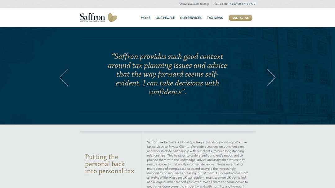 Saffron Tax website built by Pawel Osmolski